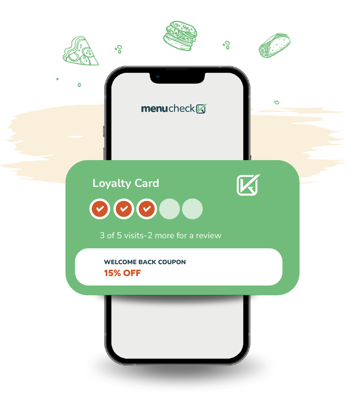 MenuCheck loyalty card on phone